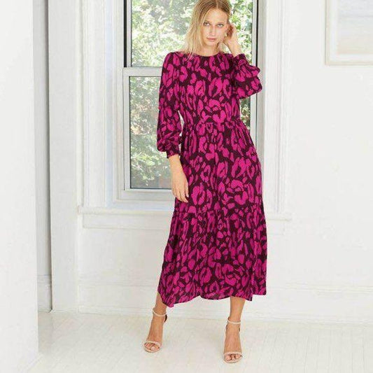 Who What Wear  Leopard Print Long Balloon Sleeve Dress