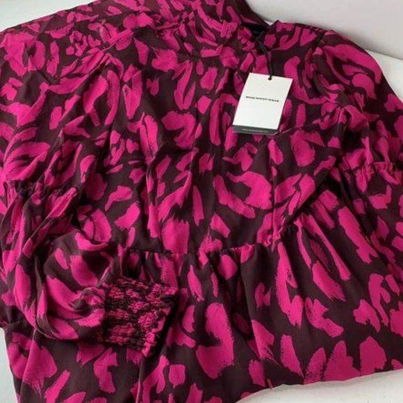 Who What Wear  Leopard Print Long Balloon Sleeve Dress