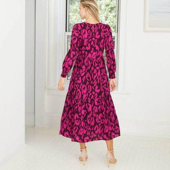 Who What Wear  Leopard Print Long Balloon Sleeve Dress