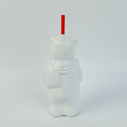 Coca Cola Polar Bear Drinking Water Bottle with Straw Vintage