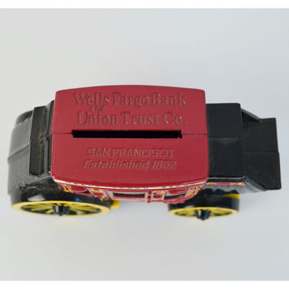 Vintage Wells Fargo Stagecoach Metal Bank San Francisco Red & Black 5.5"x3.5" WITH KEY