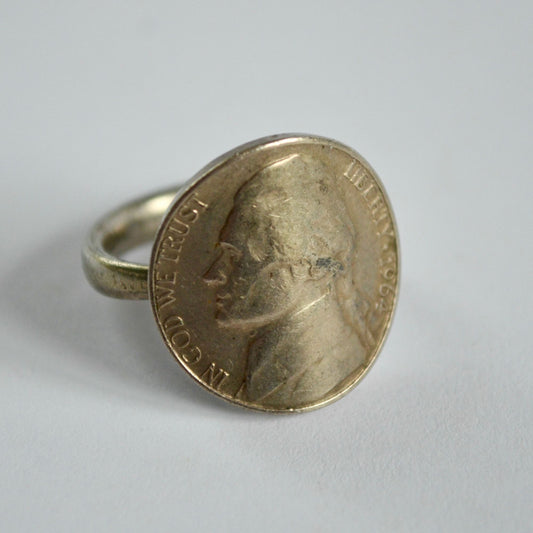 1964 US Nickel Vintage Ring Size 7.5