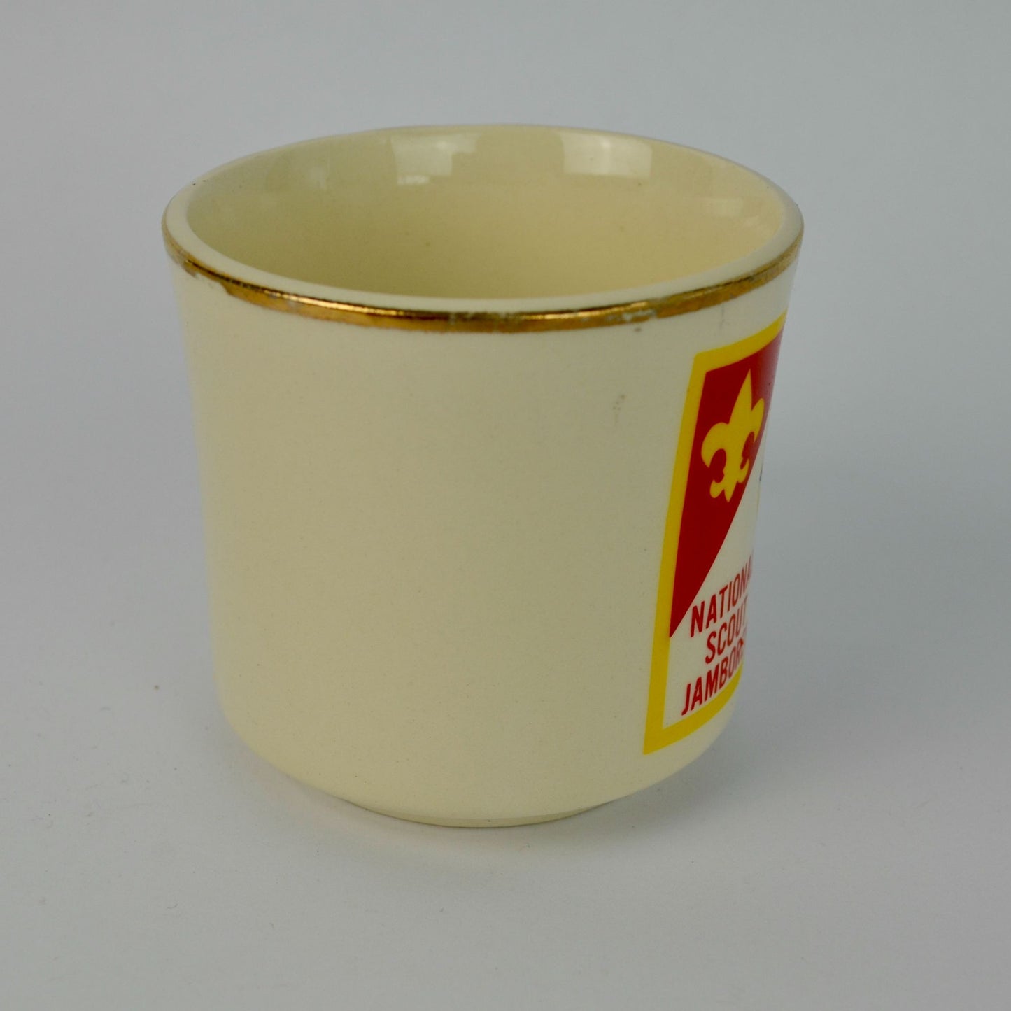 1977 National Scout Jamboree Boy Scouts of America Gold Rim Vintage Mug
