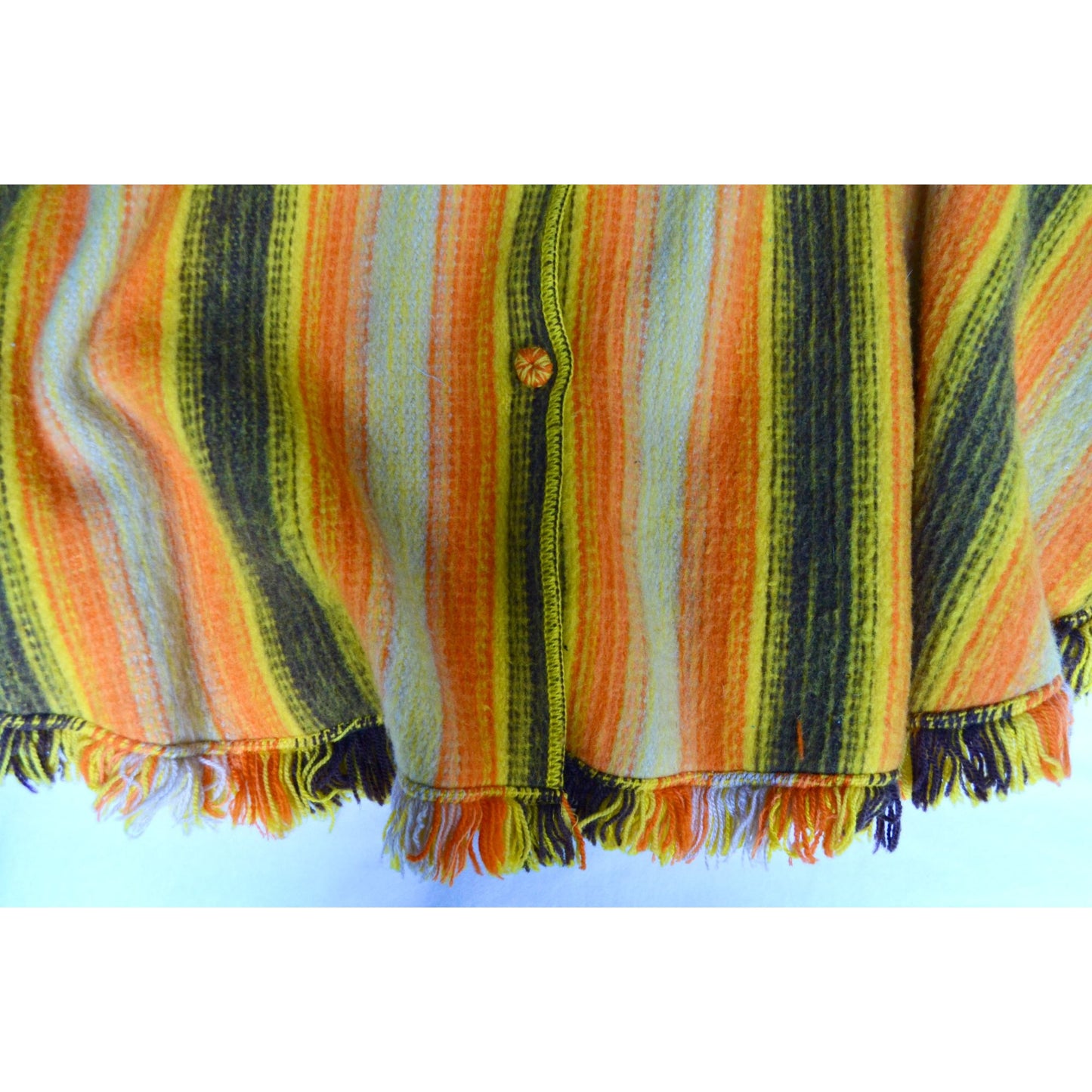 1970s BRIGHT Yellow & Orange Poncho Striped