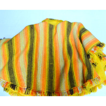 1970s BRIGHT Yellow & Orange Poncho Striped