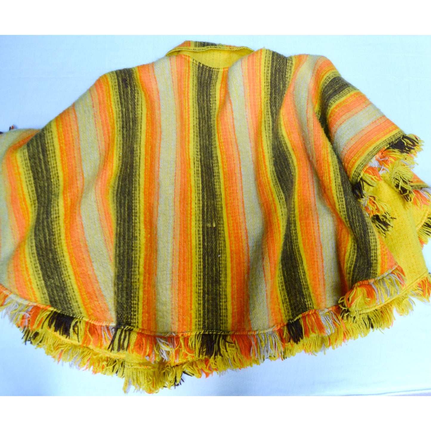 1970s BRIGHT Yellow & Orange Poncho Striped