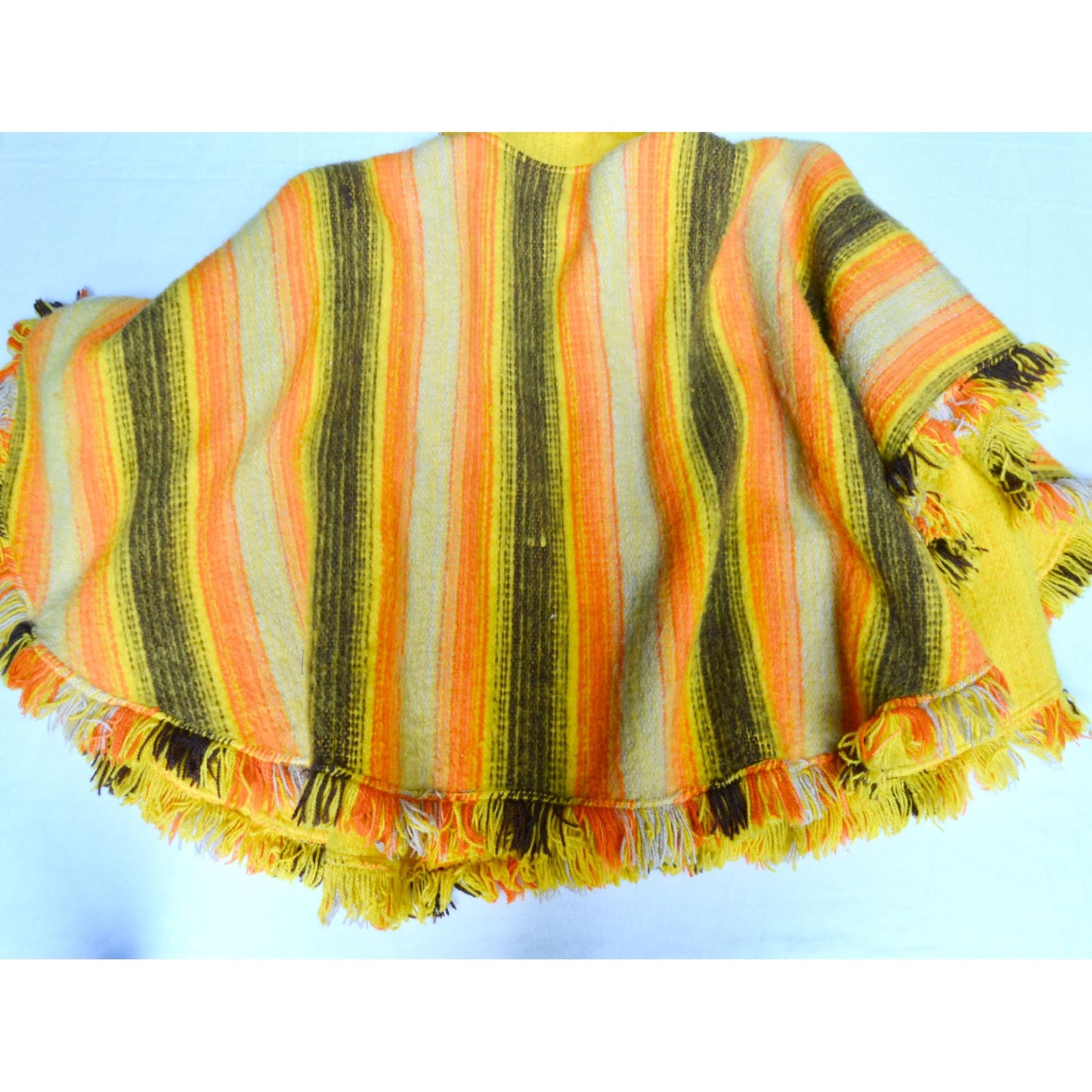 1970s BRIGHT Yellow & Orange Poncho Striped