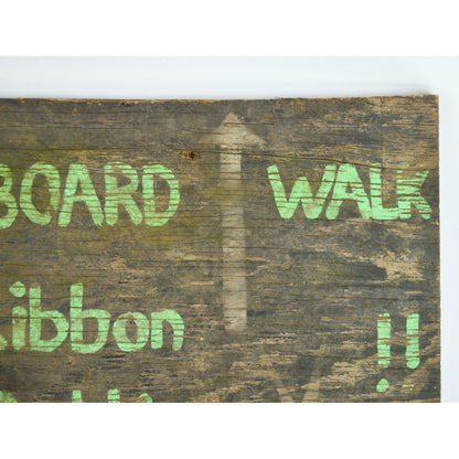 Vintage Wood Sign 15 x 18" "BOARD WALK, RIBBON CUTTING"