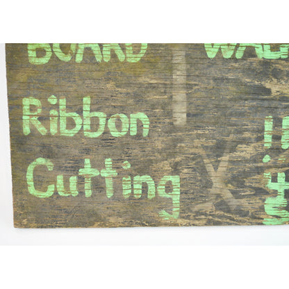 Vintage Wood Sign 15 x 18" "BOARD WALK, RIBBON CUTTING"