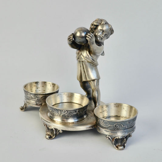 Reed & Barton Cherub Condiment Caddy Silver Antique