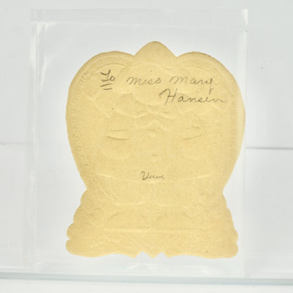 Vintage Valentine's Day Card To My Valentine Girl Green Coat Blue Flowers