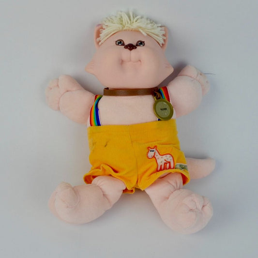 Cabbage Patch Kids Koosas Cat Yellow Rainbow Overalls 1983 Vintage