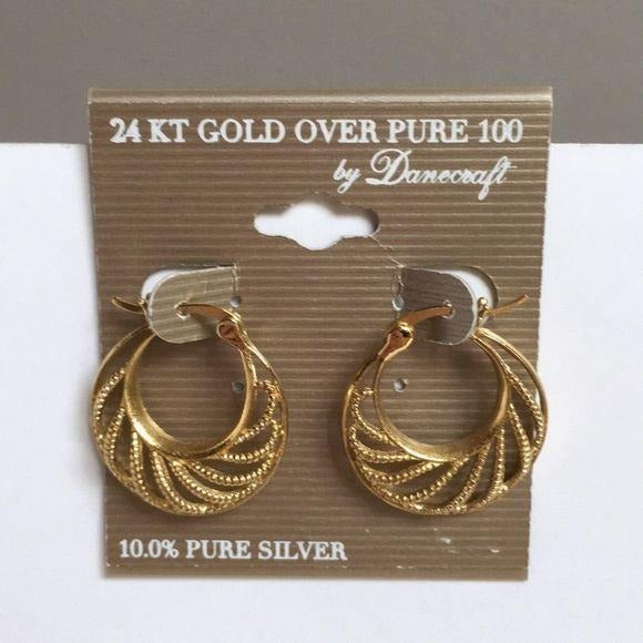 New Danecraft 24KT Gold Over Silver Earrings