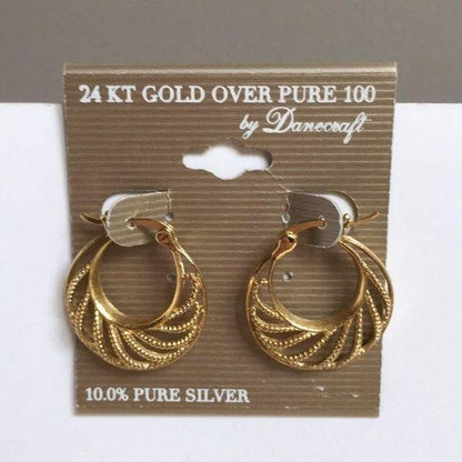 New Danecraft 24KT Gold Over Silver Earrings