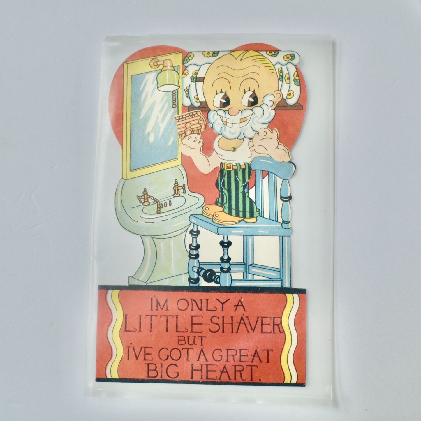 Vintage Valentine Card I'm Only a Little Shaver Large Card