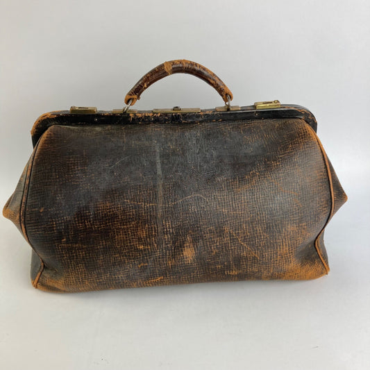 Antique 16" Leather Doctor's Bag Genuine Cowhide Medical 16 Warranted 25 Vintage