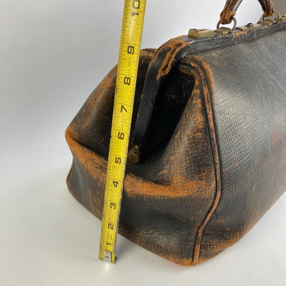 Antique 16" Leather Doctor's Bag Genuine Cowhide Medical 16 Warranted 25 Vintage