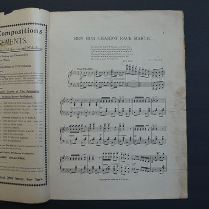 Chariot Race or Ben Hur March E. T. Paull 1894 Sheet Music