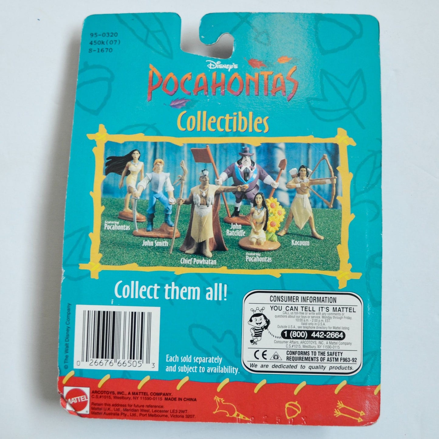 Mattel Disney's Pocahontas John Smith Collectible Figure New NOS