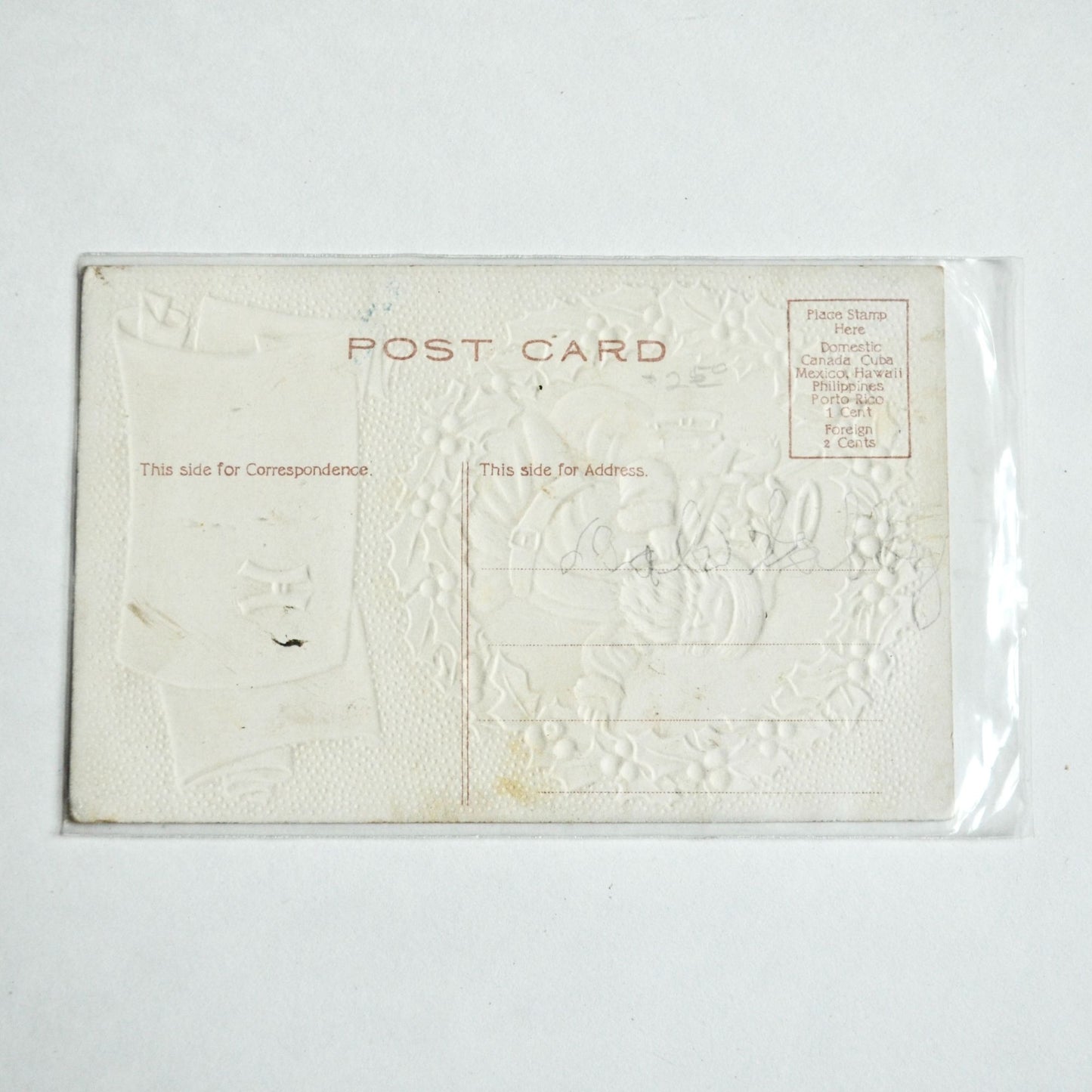 Antique Early 1900s Christmas Postcard Santa Hail Happy Christmas-tide!