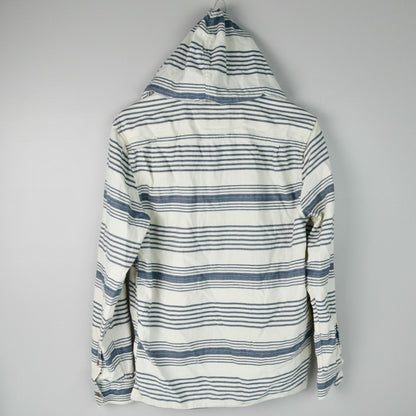 Lucky Brand Men's White Blue Striped Henley Pullover Shirt Medium