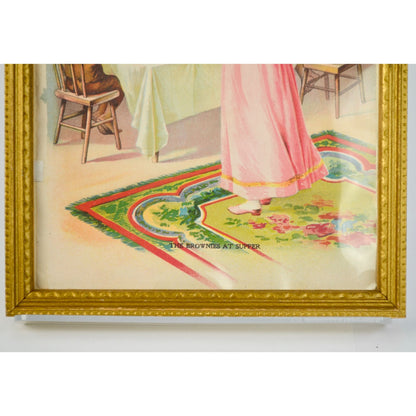 Brownies at Supper Framed Print Vintage 9.75 x 7.75"