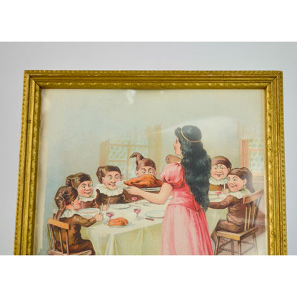 Brownies at Supper Framed Print Vintage 9.75 x 7.75"