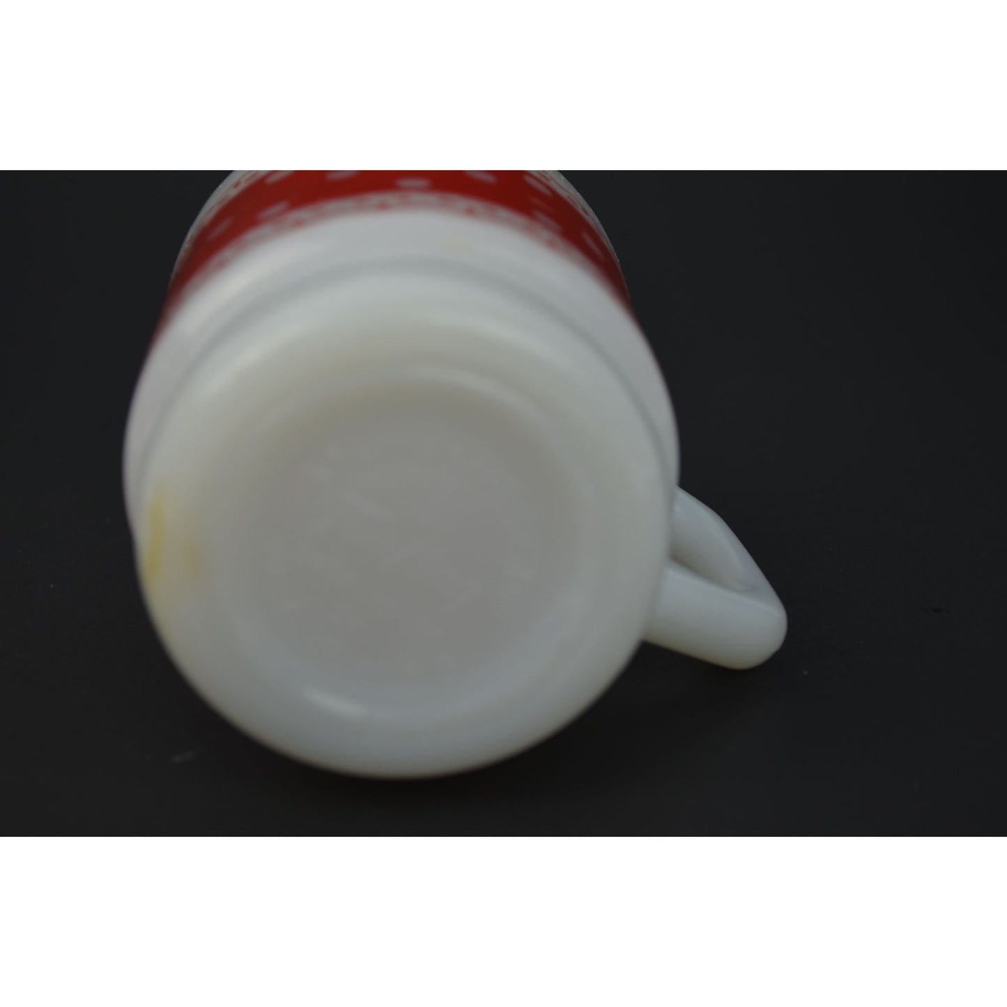 Fire-King Anchor Hocking Red Polka Dots Lace Milk Glass Coffee Mug