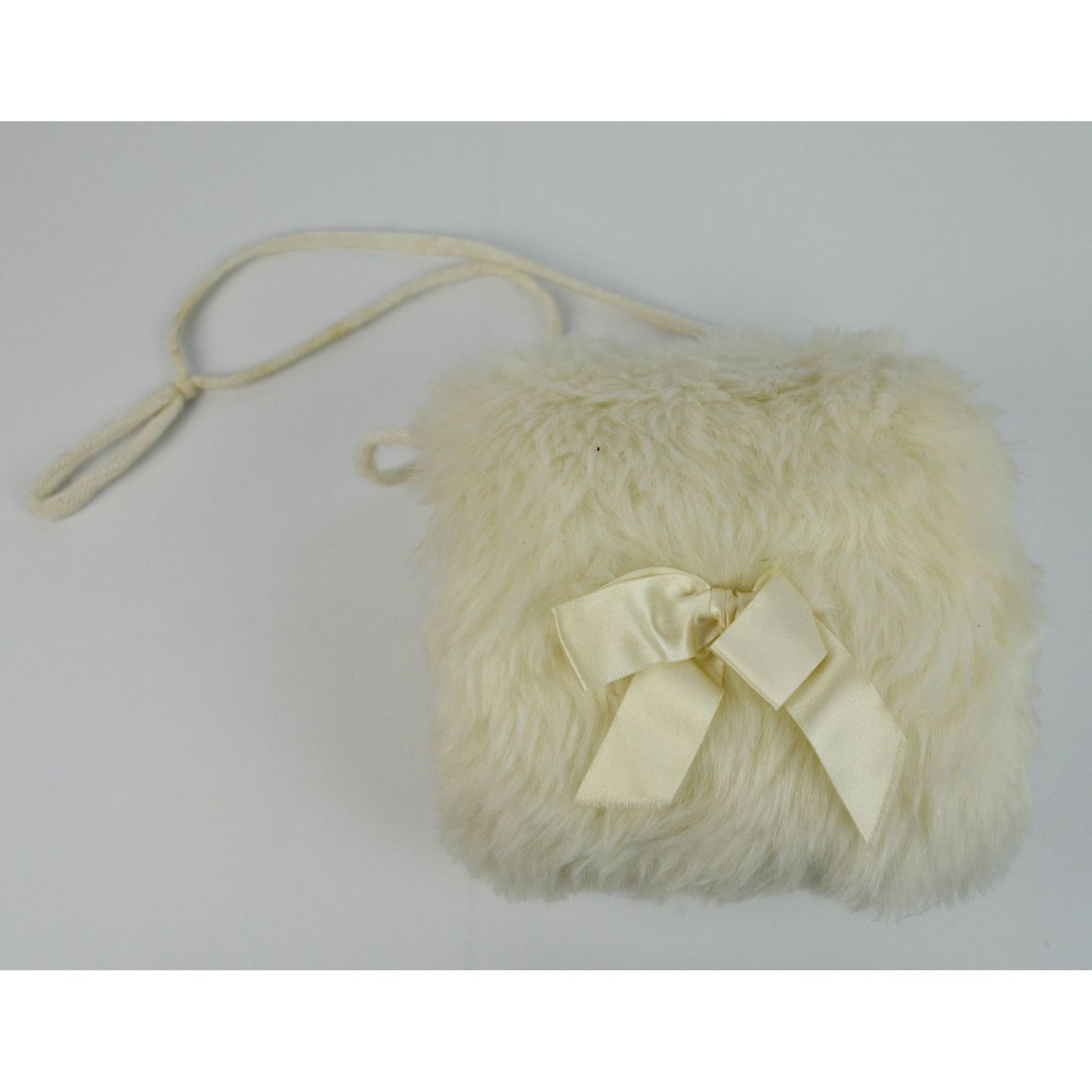 Vintage Child's White Fur Muff with Bow