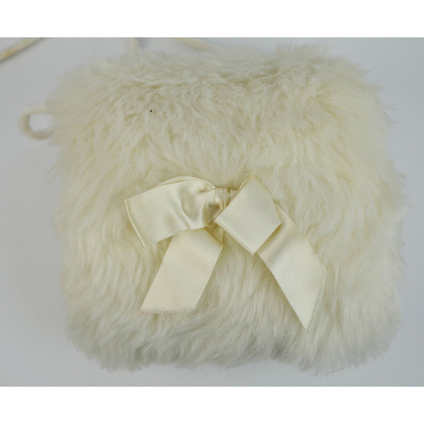 Vintage Child's White Fur Muff with Bow