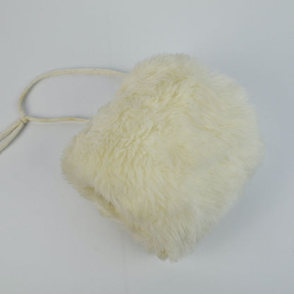 Vintage Child's White Fur Muff with Bow