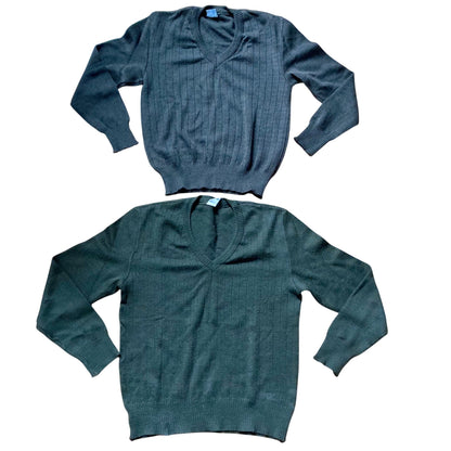 Lot 2 Vintage European Military Wool Sweaters OD Green V-Neck