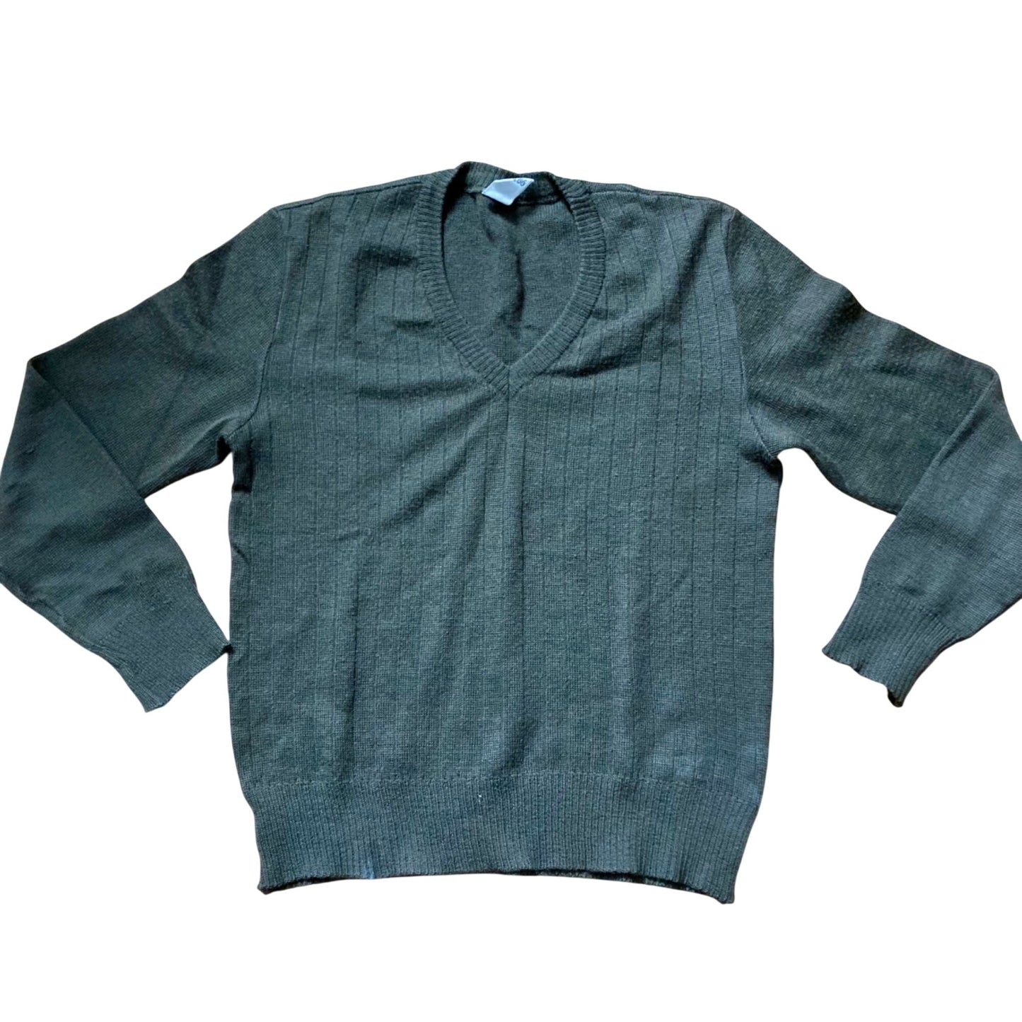 Lot 2 Vintage European Military Wool Sweaters OD Green V-Neck