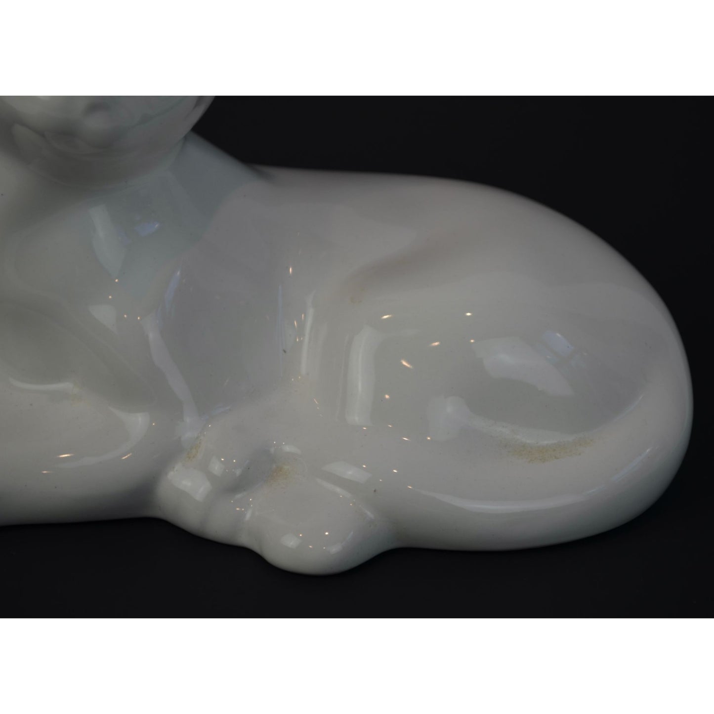 ELPA Portugal Vintage White Cat Green Glass Eyes Figurine 8"