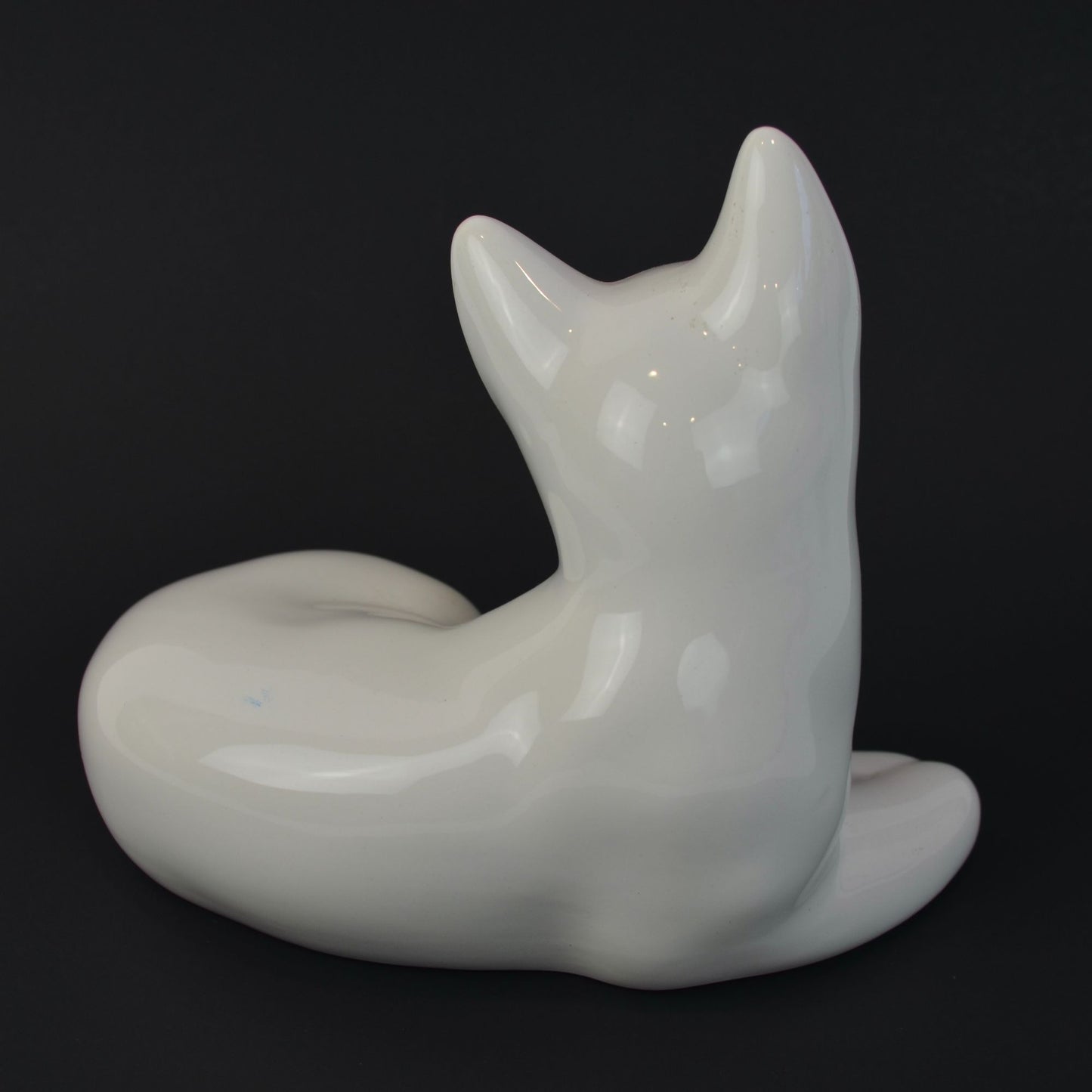 ELPA Portugal Vintage White Cat Green Glass Eyes Figurine 8"
