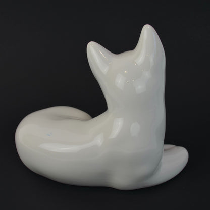 ELPA Portugal Vintage White Cat Green Glass Eyes Figurine 8"