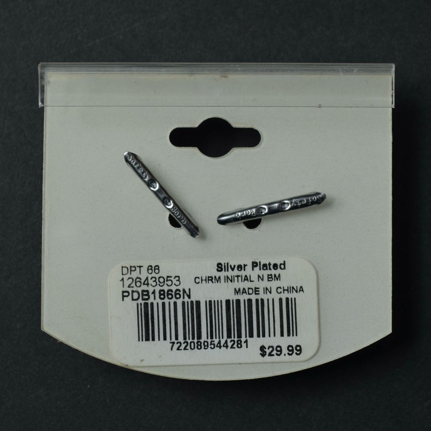 Creativity Beads Silver Plate Initial N Bead AS IS