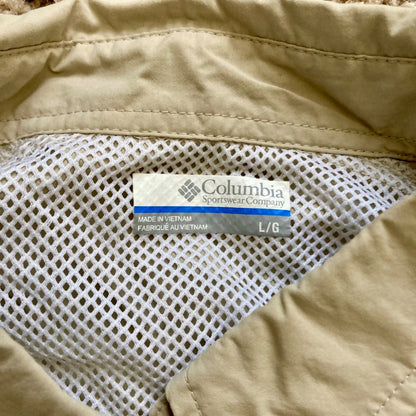 Columbia PFG Shirt Men’s L Tan Long-Sleeve Vented Fishing Shirt Omni-Shade