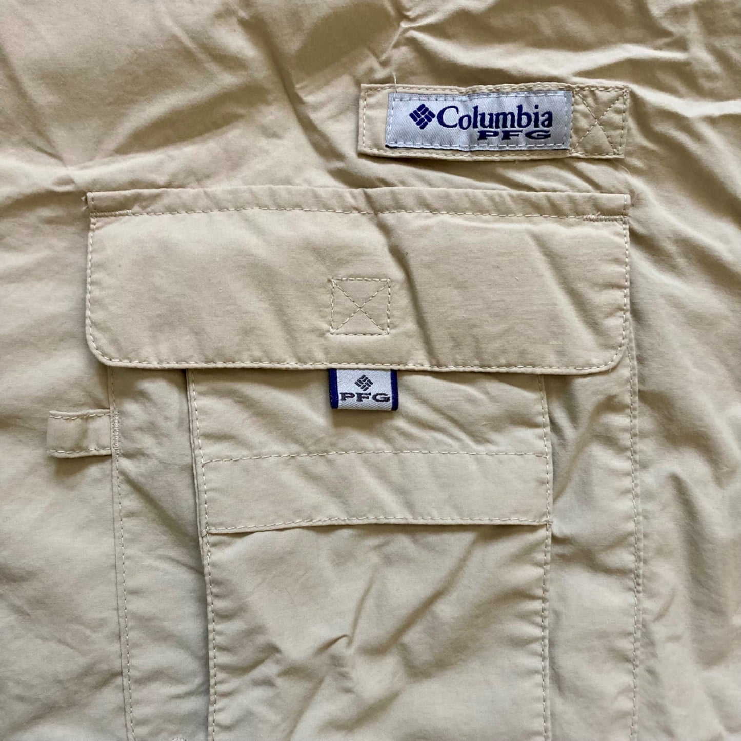 Columbia PFG Shirt Men’s L Tan Long-Sleeve Vented Fishing Shirt Omni-Shade