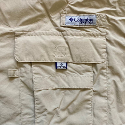 Columbia PFG Shirt Men’s L Tan Long-Sleeve Vented Fishing Shirt Omni-Shade