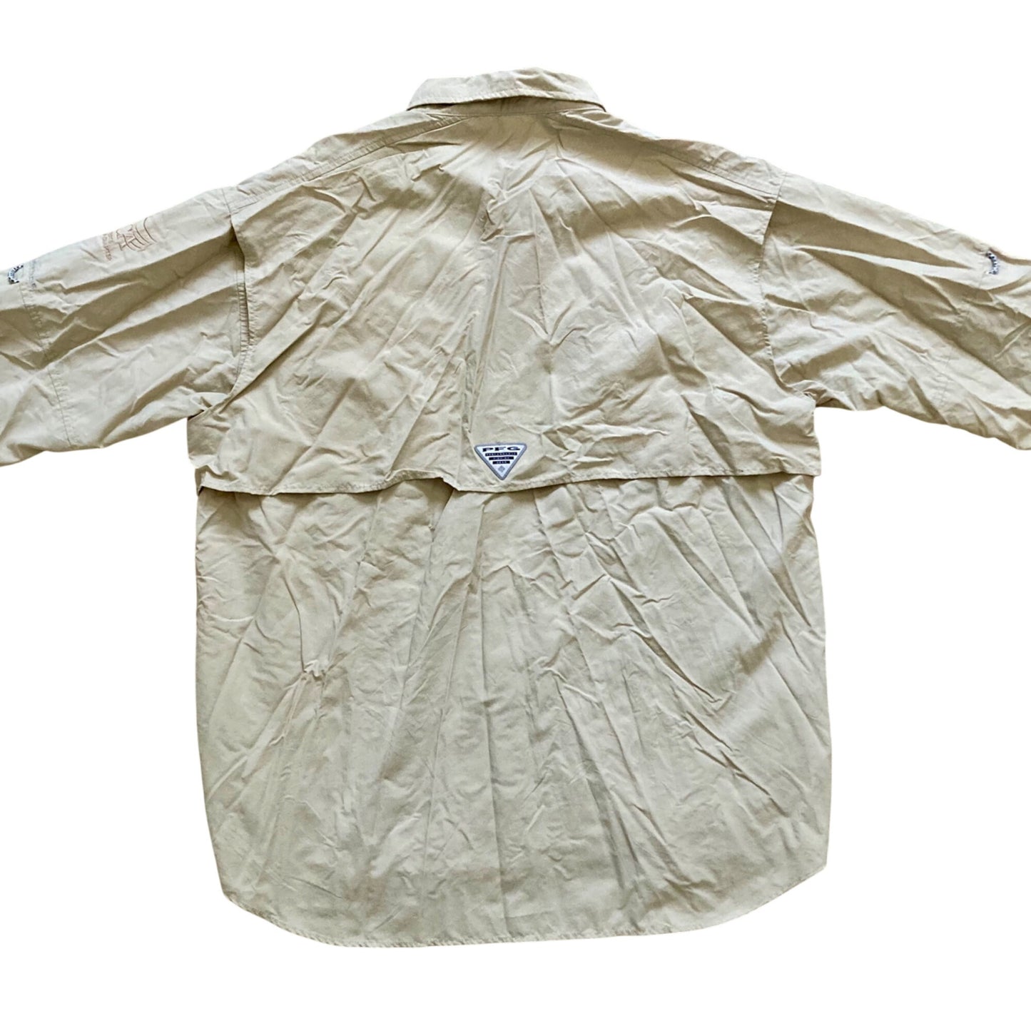 Columbia PFG Shirt Men’s L Tan Long-Sleeve Vented Fishing Shirt Omni-Shade