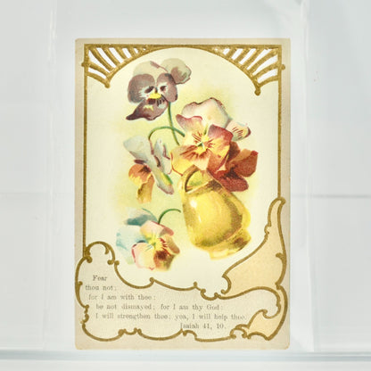 Antique Victorian Trading Card Bible Verse Isaiah 41:10