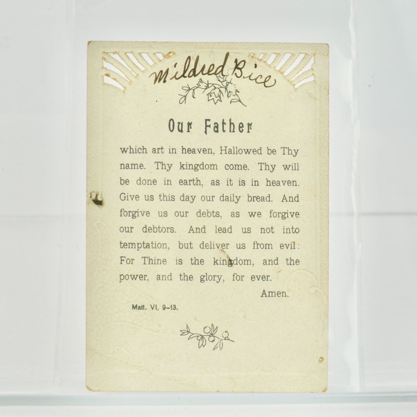 Antique Victorian Trading Card Bible Verse Isaiah 41:10