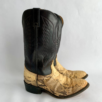 Durango Vintage Python Black Leather Cowboy Boots 9