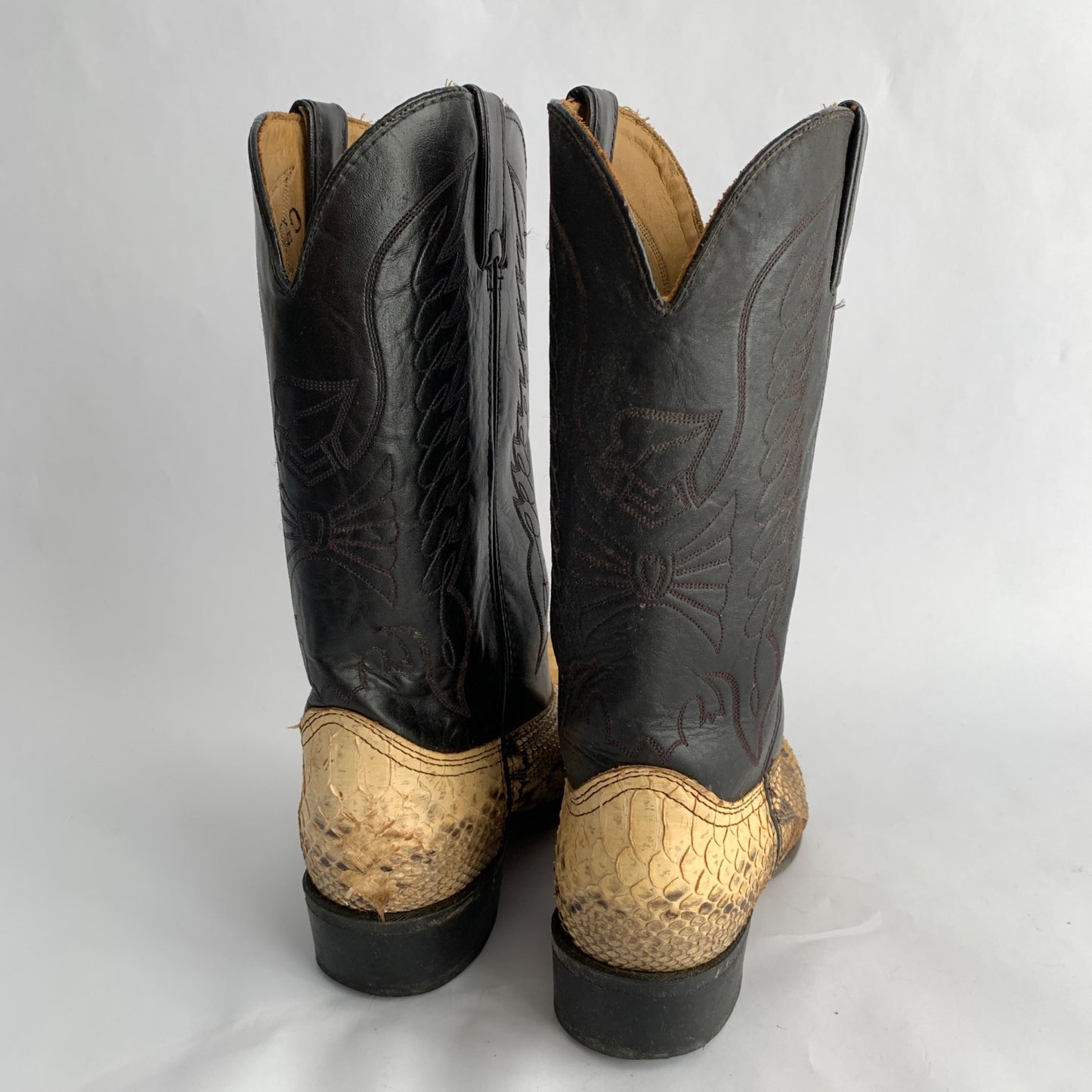 Durango Vintage Python Black Leather Cowboy Boots 9