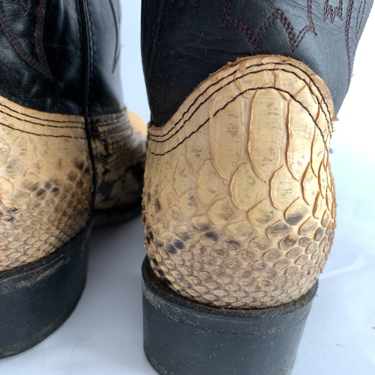 Durango Vintage Python Black Leather Cowboy Boots 9