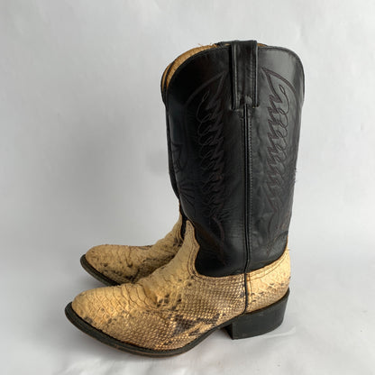 Durango Vintage Python Black Leather Cowboy Boots 9