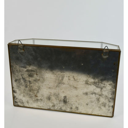 Vintage Etched Glass Brass Mirrored Shelf Hanging Curio