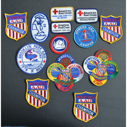 Vintage Minnesota AAU Swimming Champion Patches Lot Red Cross