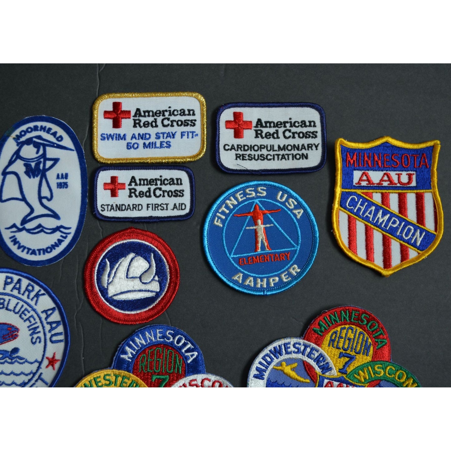 Vintage Minnesota AAU Swimming Champion Patches Lot Red Cross